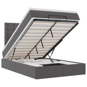 vidaXL osmannisk sengeramme med madras 120x190 cm kunstl&aelig;der gr&aring;