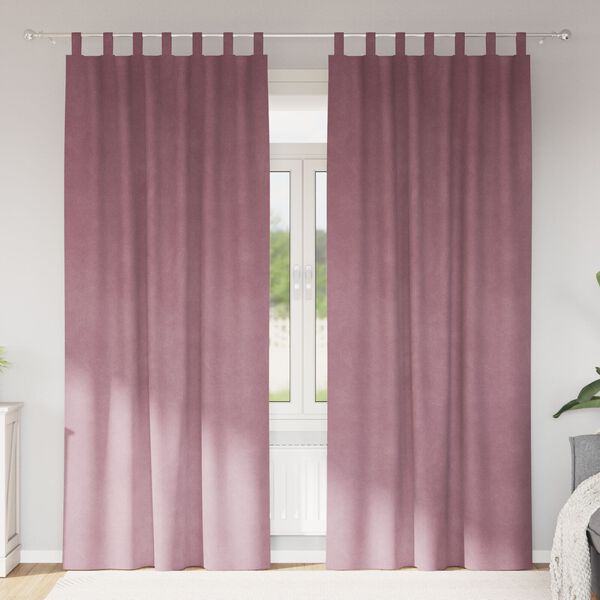 vidaXL M&oslash;rkl&aelig;gningsgardiner 2 pcs M&oslash;rk pink 140 x 260 cm Fl&oslash;jl