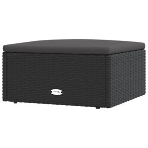 vidaXL fodskammel med hynde til haven polyrattan sort