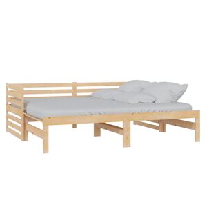 vidaXL daybed med udtr&aelig;k 2x(90x200) cm massivt fyrretr&aelig;