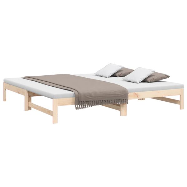 vidaXL daybed med udtr&aelig;k 2x(80x200) cm massivt fyrretr&aelig;