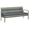 vidaXL 3-personers havesofa med hynder polyrattan gr&aring;