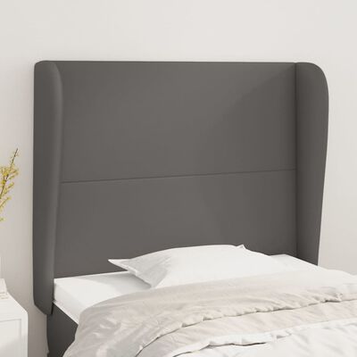 vidaXL sengegavl med kanter 103x23x118/128 cm kunstlæder grå