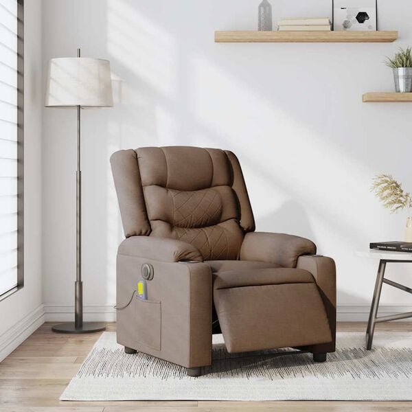 vidaXL eldrevet massagestol stof brun