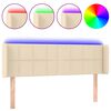 vidaXL sengegavl med LED-lys 147x16x78/88 cm stof cremefarvet