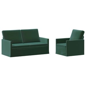 vidaXL Sofa S&aelig;t 2 pcs M&oslash;rkegr&oslash;n Velour (V)
