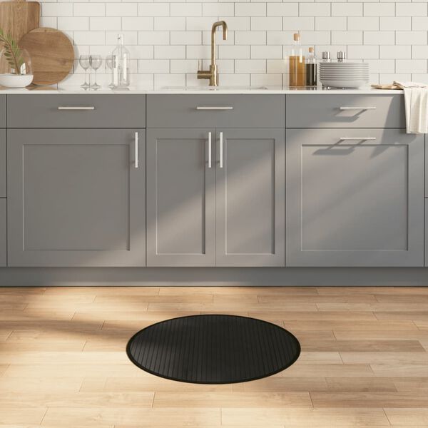vidaXL gulvt&aelig;ppe 60 cm rundt bambus sort
