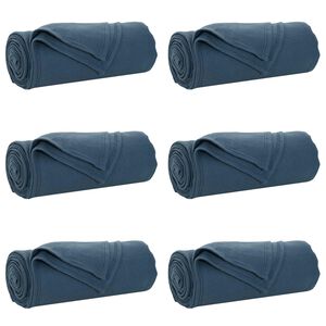 vidaXL Kastet&aelig;pper 6 stk. M&oslash;rkebl&aring; 240 x 220 cm 4.49 kg Fleece