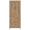 vidaXL Highboard med skuffe 2 pcs Artisan Egetr&aelig; Konstrueret tr&aelig;