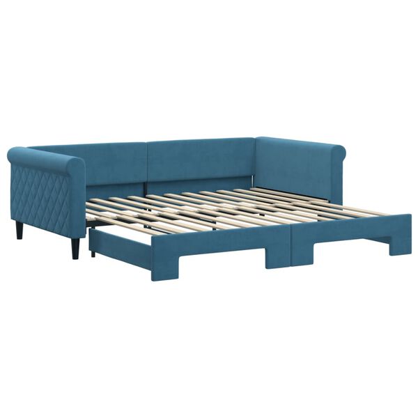 vidaXL daybed med udtr&aelig;k 100x200 cm velour bl&aring;
