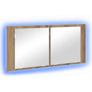 vidaXL LED Spejlskab Artisan Egetr&aelig; 100 x 12 x 45 cm Konstrueret tr&aelig;
