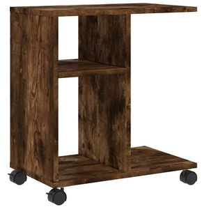 vidaXL sidebord med hjul 50x30x55 cm konstrueret tr&aelig; r&oslash;get egetr&aelig;