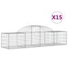 vidaXL buede gabionkurve 15 stk. 200x50x40/60 cm galvaniseret jern