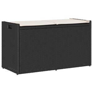 vidaXL udend&oslash;rs opbevaringsb&aelig;nk med hynde 100 cm polyrattan sort