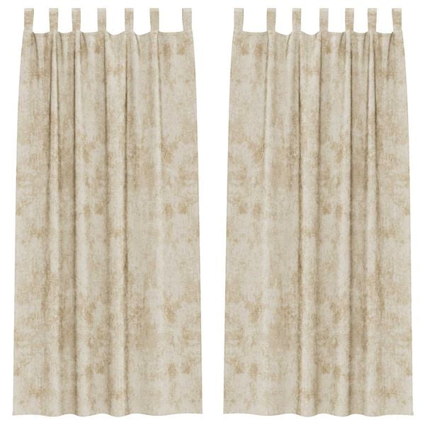 vidaXL Velour Gardiner med gardiner 2 pcs Creme 225 x 140 cm Fl&oslash;jl
