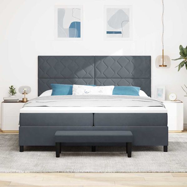 vidaXL Box spring seng med madras M&oslash;rkegr&aring; 200 x 200 cm Fl&oslash;jl