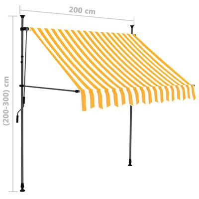 vidaXL markise m. LED-lys manuel betjening 200 cm hvid og orange