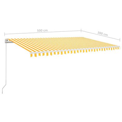 vidaXL markise 500x300 cm automatisk betjening gul og hvid
