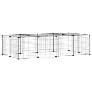 vidaXL 20-panels k&aelig;ledyrsindhegning med l&aring;ge 140x70x35 cm st&aring;l sort