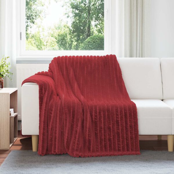 vidaXL Throw t&aelig;ppe Bordeaux R&oslash;d 200 x 150 cm Fleece