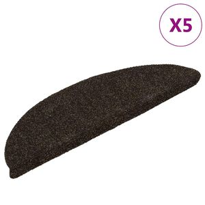 vidaXL trappem&aring;tter selvkl&aelig;bende 5 stk. 56x17x3 cm m&oslash;rkebrune halvrund