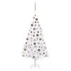 vidaXL kunstigt juletr&aelig; med lys og kugles&aelig;t 120 cm PVC hvid