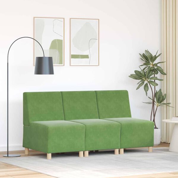 vidaXL Modulsofa enhed uden arme 3 pcs Lys gr&oslash;n 55 x 74 x 82 cm Fl&oslash;jl