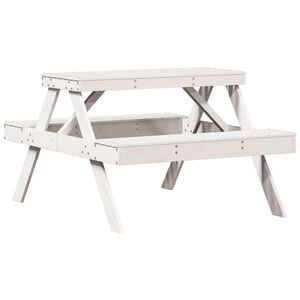 vidaXL picnicbord 105x134x75 cm massivt fyrretr&aelig; hvid