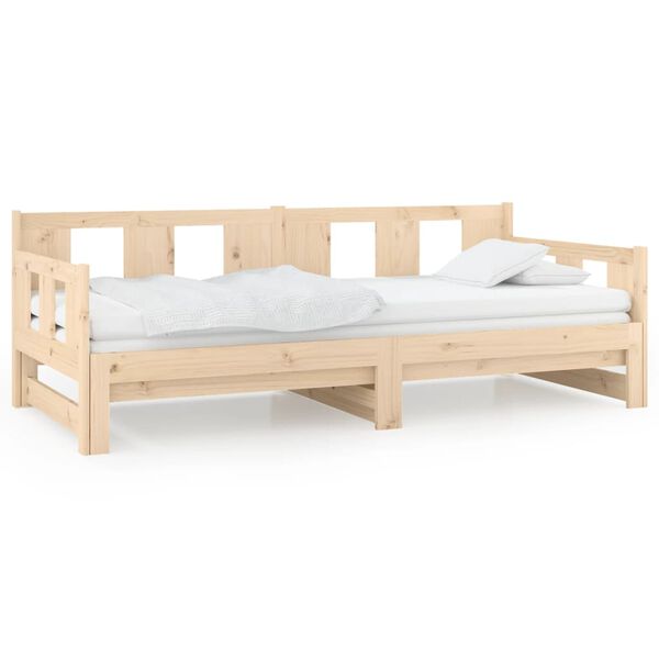 vidaXL daybed med udtr&aelig;k 2x(90x190) cm massivt fyrretr&aelig;