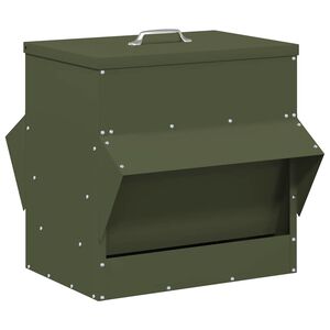 vidaXL H&oslash;nsefoder Olivengr&oslash;n 40,5 x 45 x 41 cm 20 kg Koldvalset St&aring;l