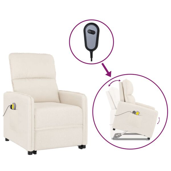 vidaXL løftestol med massagefunktion mikrofiberstof Beige