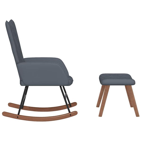 vidaXL gyngestol med fodskammel fløjl mørkegrå