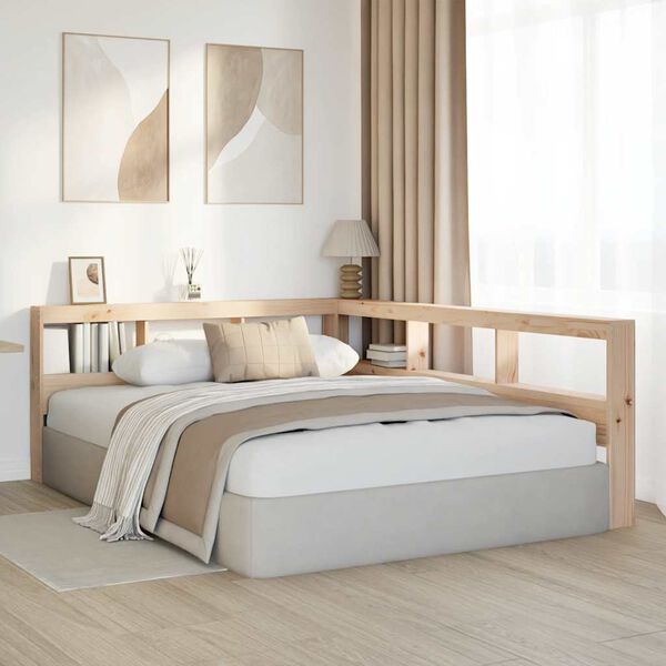 vidaXL bogreol hovedg&aelig;rde L-formet 150 cm massivt fyrretr&aelig;