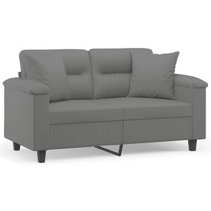 vidaXL 2-personers sofa med puder 120 cm mikrofiberstof mørkegrå