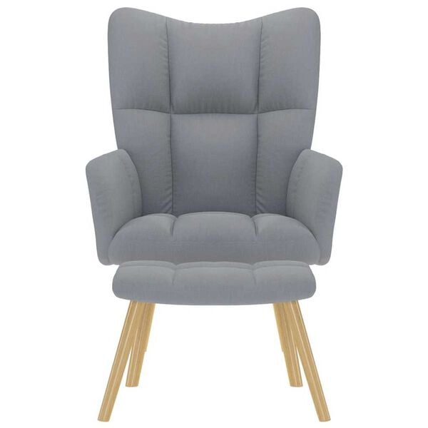 vidaXL l&aelig;nestol med fodskammel Stof lysegr&aring;