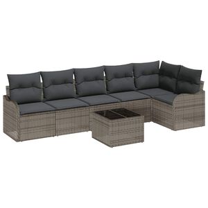 vidaXL Havesofa S&aelig;t med pude med opbevaring 7 pcs Sort Poly rattan