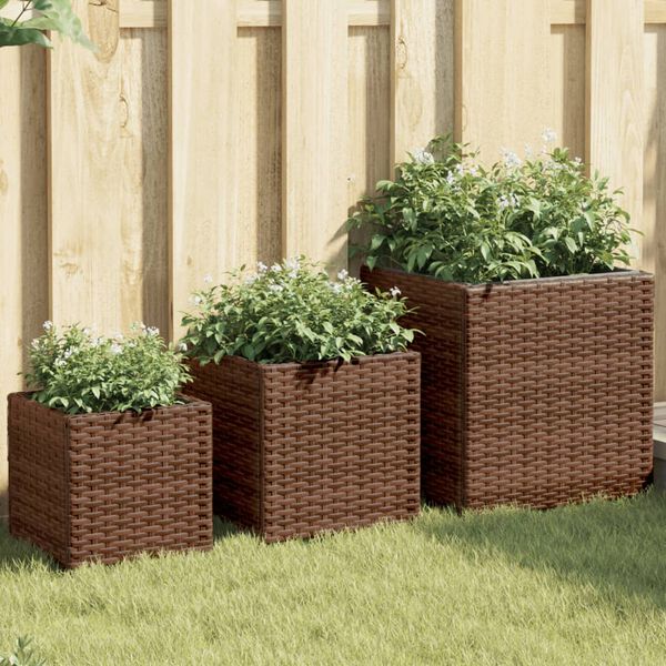vidaXL plantekasser 3 stk. polyrattan brun