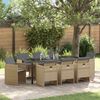 vidaXL Have Spisebordss&aelig;t 9 pcs Beige polyrattan