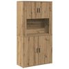 vidaXL Highboard Artisan Egetr&aelig; 80 x 33 x 150 cm Konstrueret tr&aelig;