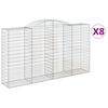 vidaXL buede gabionkurve 8 stk. 300x50x160/180 cm galvaniseret jern