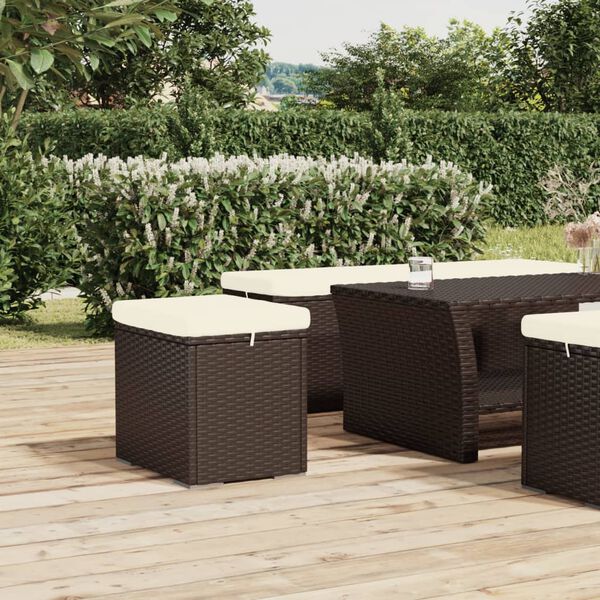 vidaXL ottomaner med hynder 2 stk. 40x30x40 cm polyrattan brun