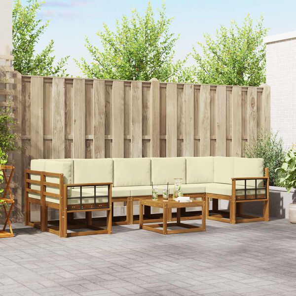 vidaXL Udend&oslash;rs sofagruppe med pude 8 pcs Naturlig og Fl&oslash;de