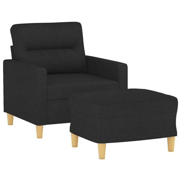 vidaXL sofastol med fodskammel 60 cm stof Sort