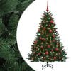vidaXL Kunstigt juletr&aelig; med julekugle 120 cm 150 LED'er Varm hvid