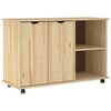 vidaXL Rullende skab med hjul Brun 100 x 39 x 65,5 cm Massivt fyrretr&aelig;