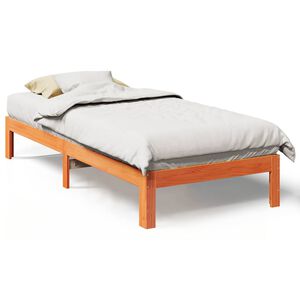 vidaXL sengeramme uden madras 80x200 cm massivt fyrretr&aelig; gyldenbrun