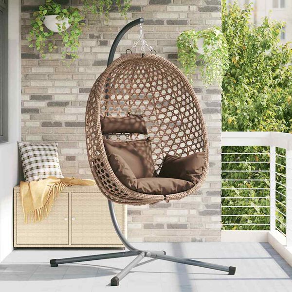 vidaXL H&aelig;ngende &aelig;ggestol Brun 104 x 100 x 191 cm polyrattan