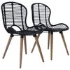 vidaXL spisebordsstole 2 stk. naturlig rattan sort