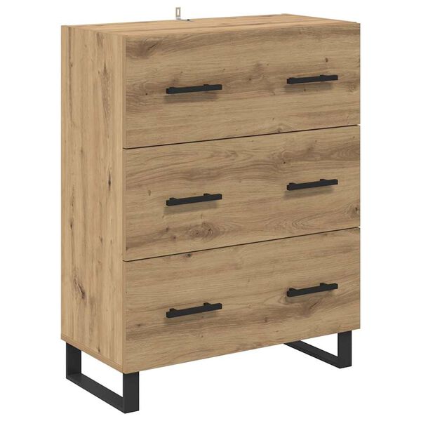 vidaXL Sideboard med skuffe Artisan Egetr&aelig; 69,5 x 34 x 90 cm