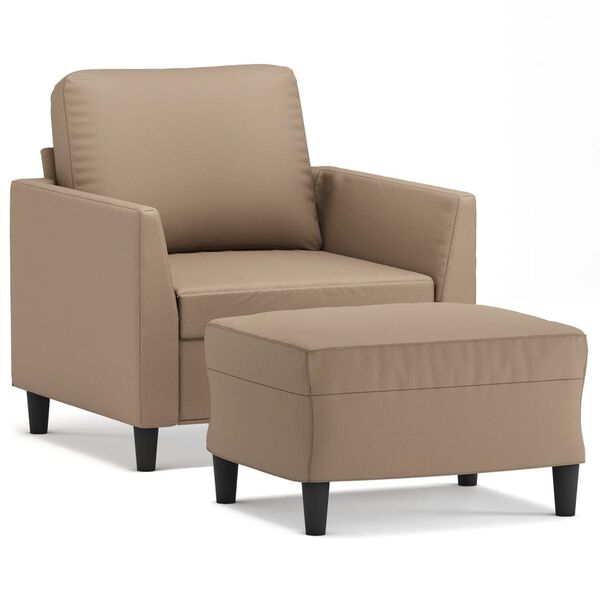 vidaXL sofastol med fodskammel 60 cm kunstl&aelig;der Cappuccino